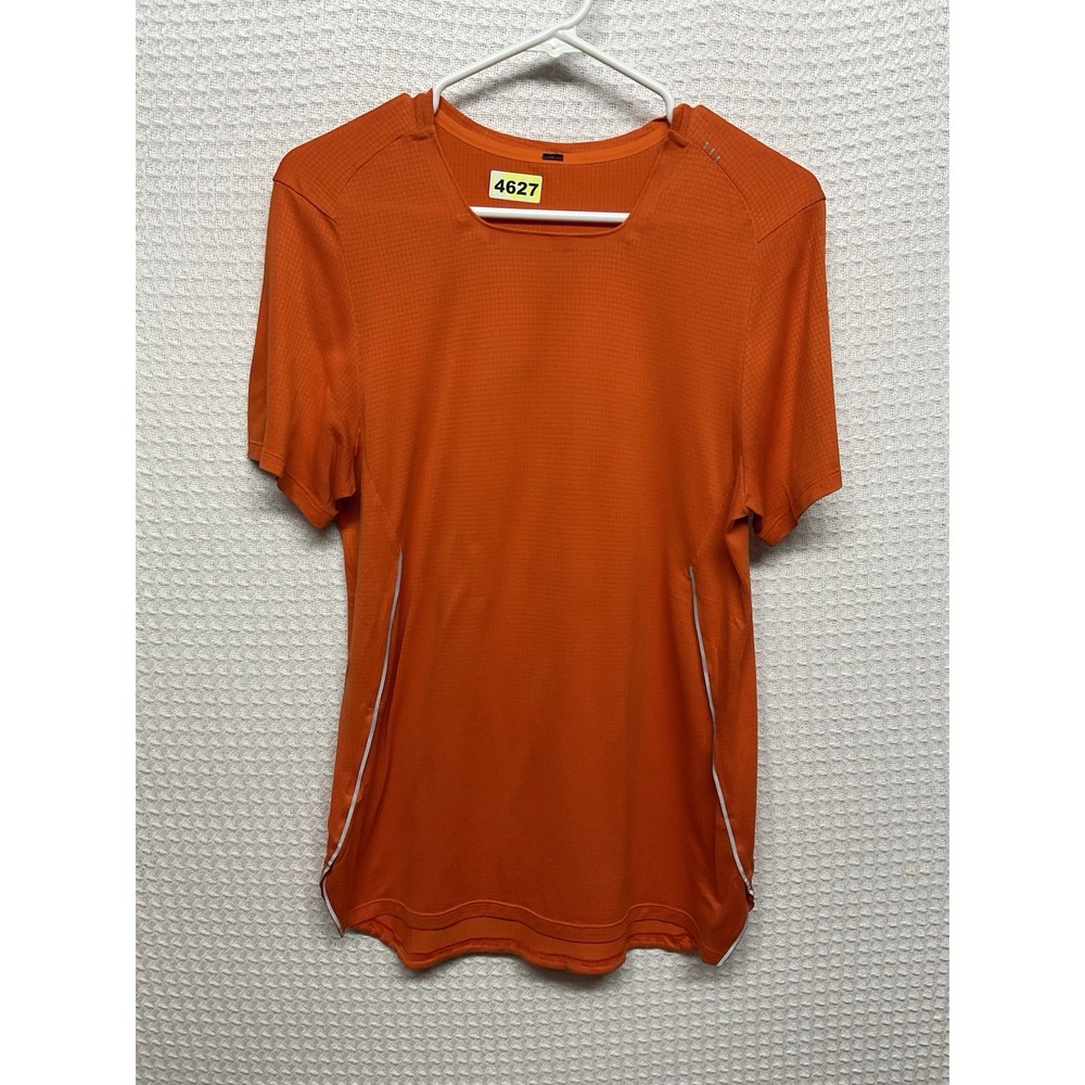 Lululemon Shirt Mens Medium Orange Tee Casual Workout Gym Lightweight Stretch